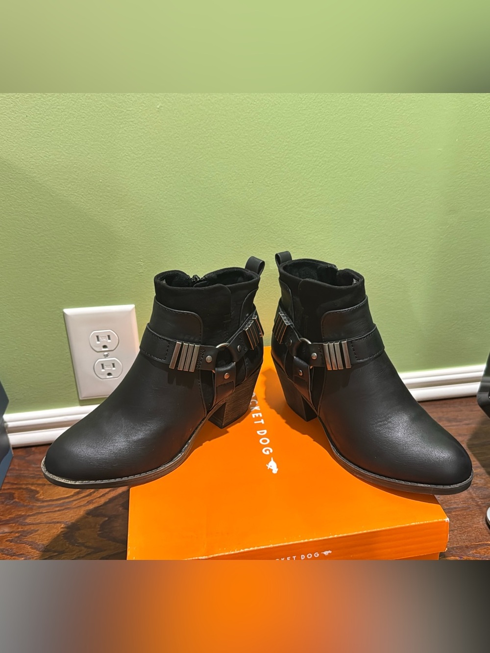Rocket Dog Black Ankle Booties with Buckle Harness
